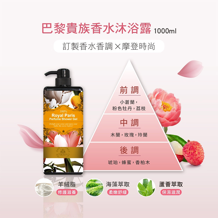 Timaru堤瑪露 巴黎貴族香水沐浴露1000ml Pchome 24h購物