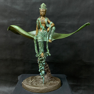 銅製 靠背观音菩萨 仏像 工艺品 摆件 装飾品 美術品
