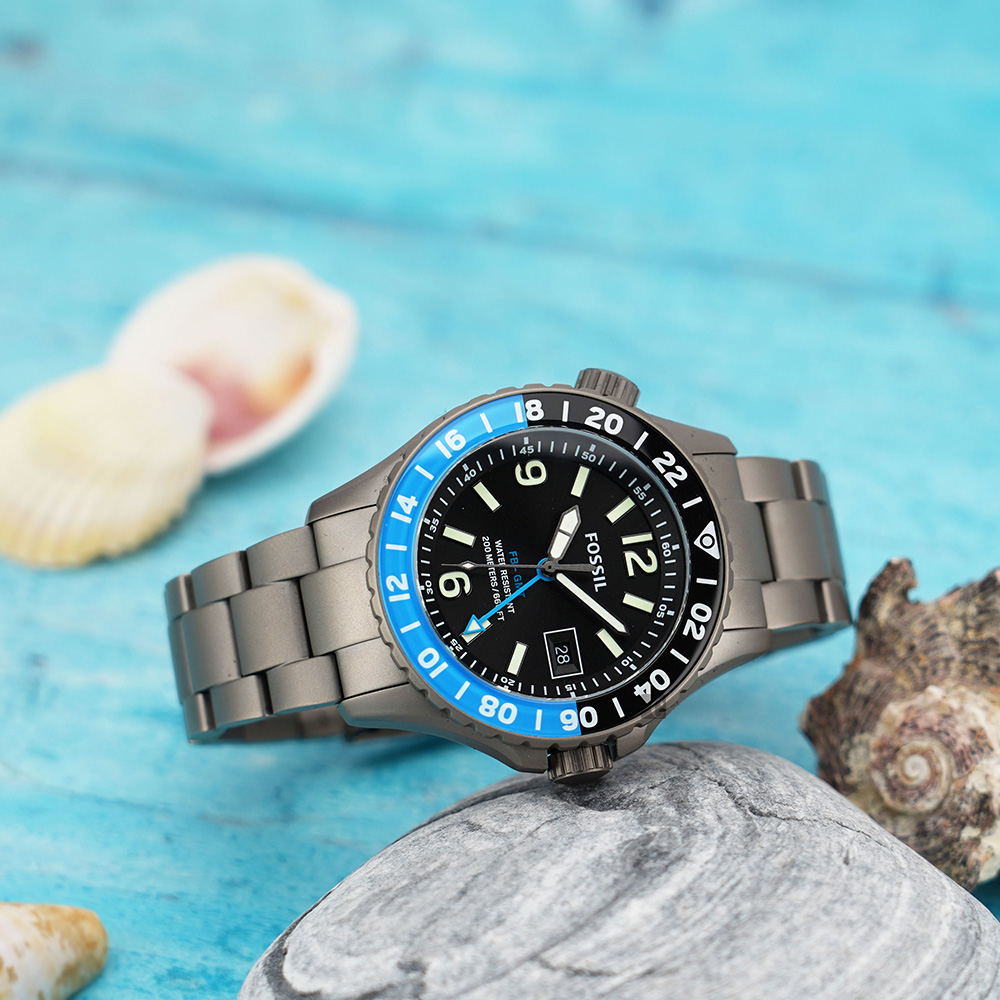 FOSSIL FB - GMT 限量鈦金屬200米潛水錶 