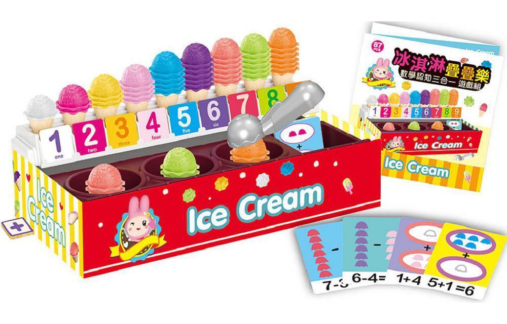 忍者兔 冰淇淋疊疊樂：數學認知三合一遊戲組