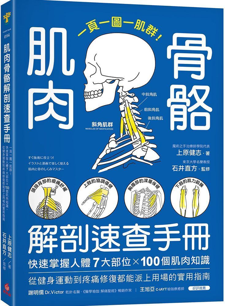 肌肉骨骼解剖速查手冊：一頁一圖一肌群！快速掌握人體7大部位x100個肌肉知識，從健身運動到疼痛修復都能派上用場的實用指南