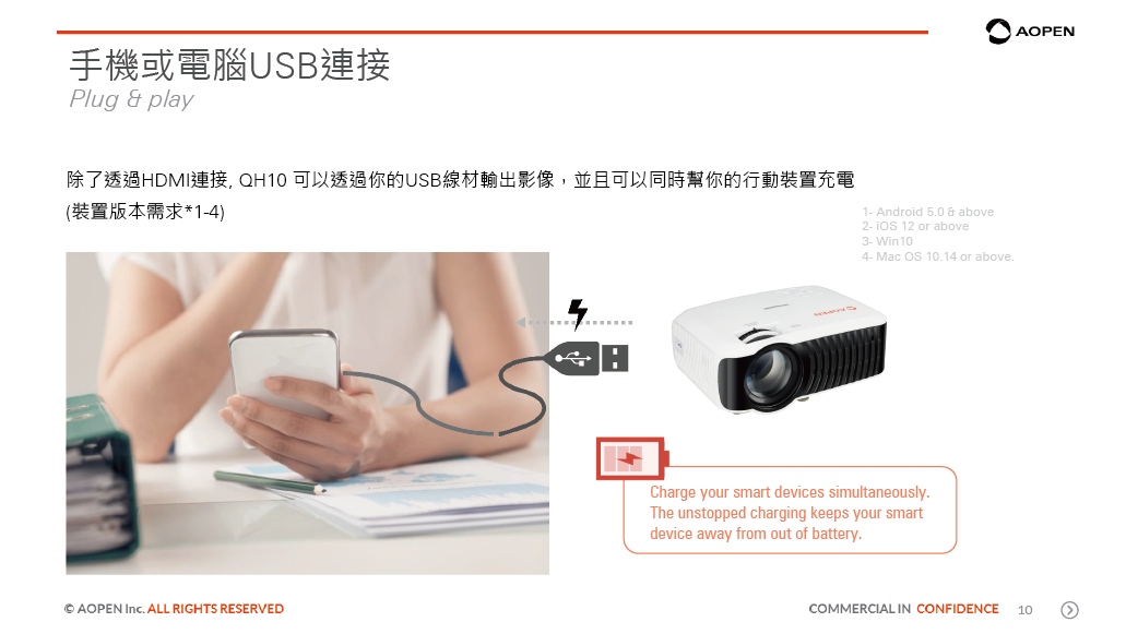 Aopen 建碁QH10 120吋大螢幕家用娛樂無線 