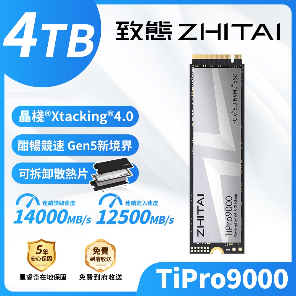 ZHITAI 致態Ti600 1TB/Gen4/PCIe 4.0/讀7000/寫6000/QLC【五年保