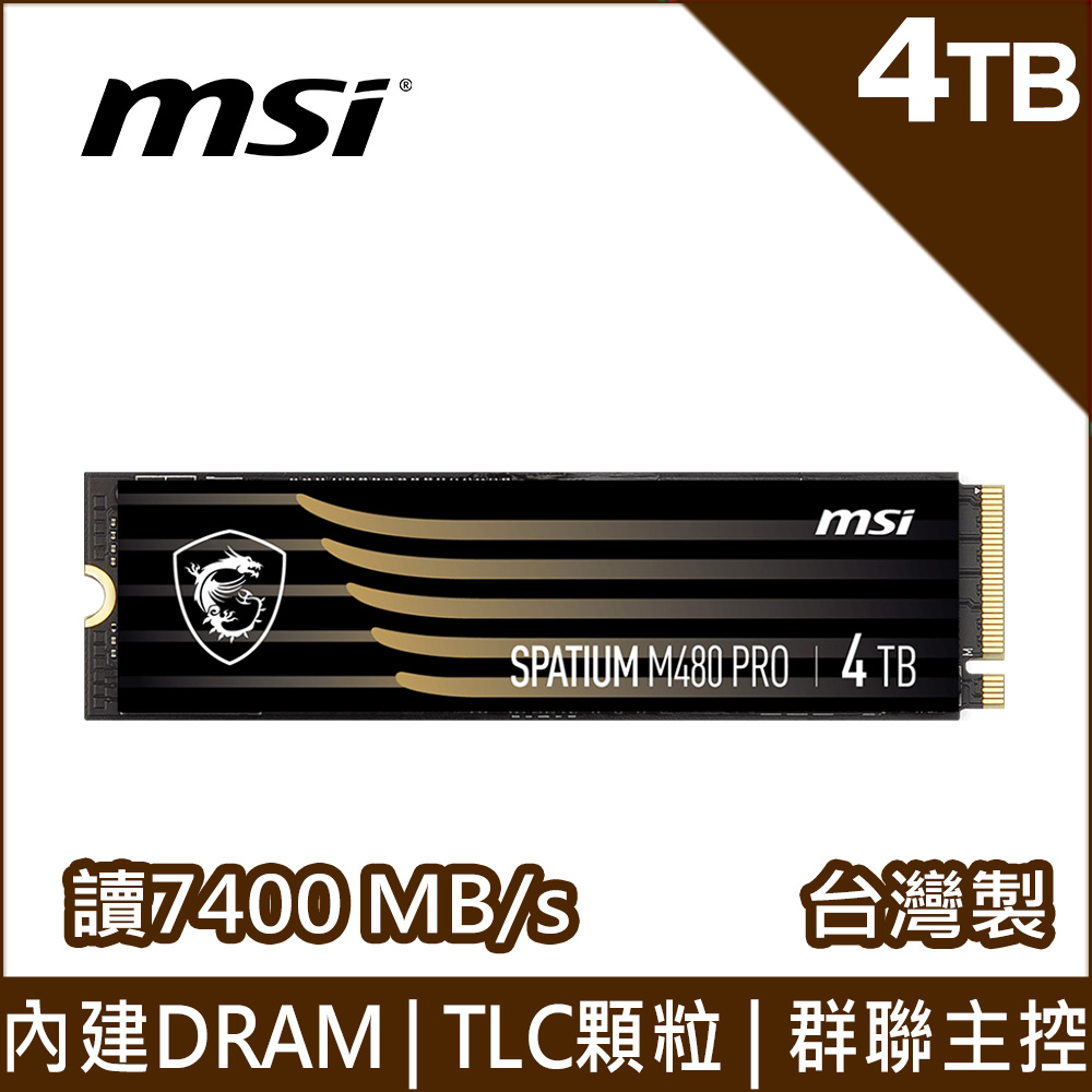 MSI 微星SPATIUM M480 PRO 2TB Gen4 PCIe SSD - PChome 24h購物