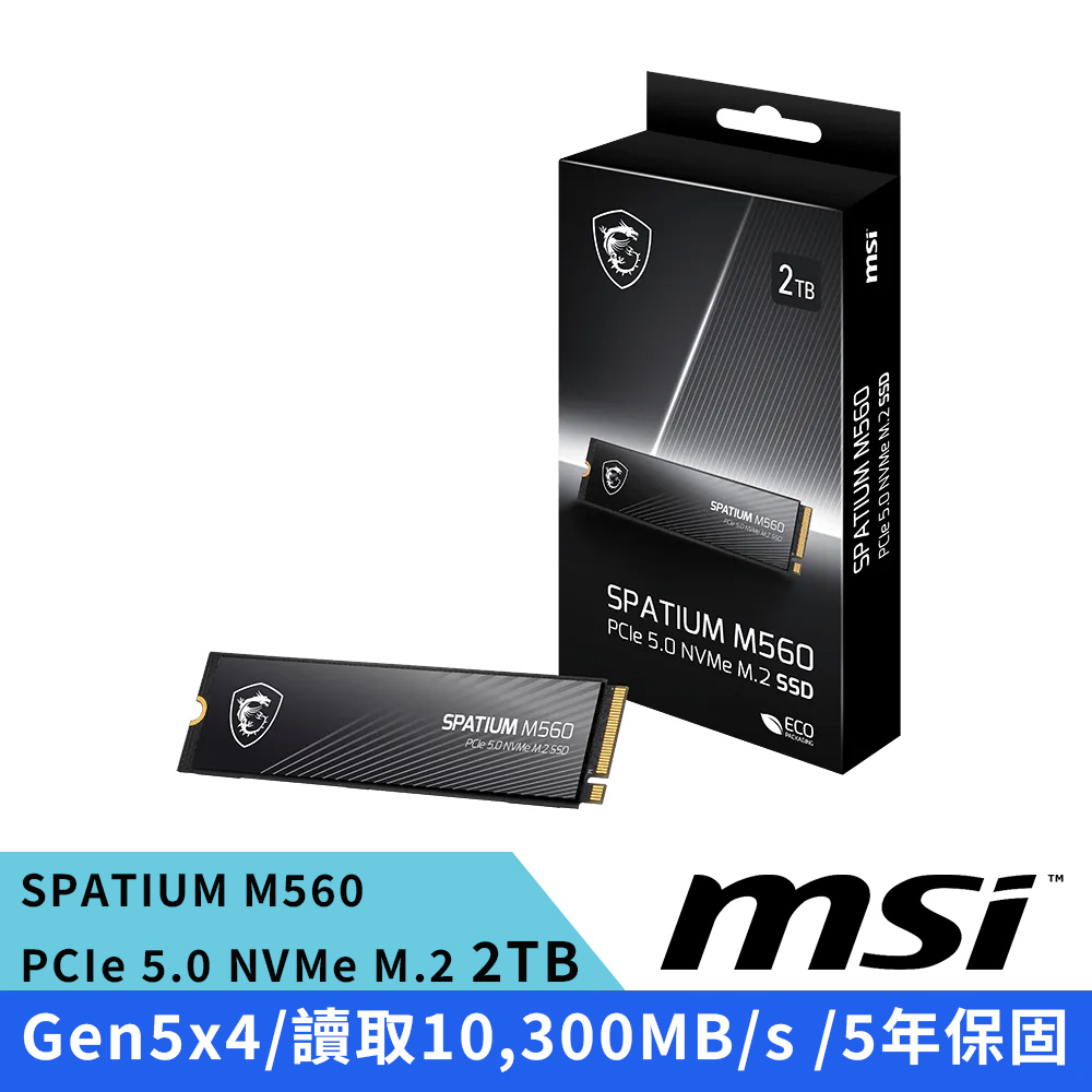 MSI 微星SPATIUM M560 1TB PCIe 5.0 NVMe M.2 SSD - PChome 24h購物