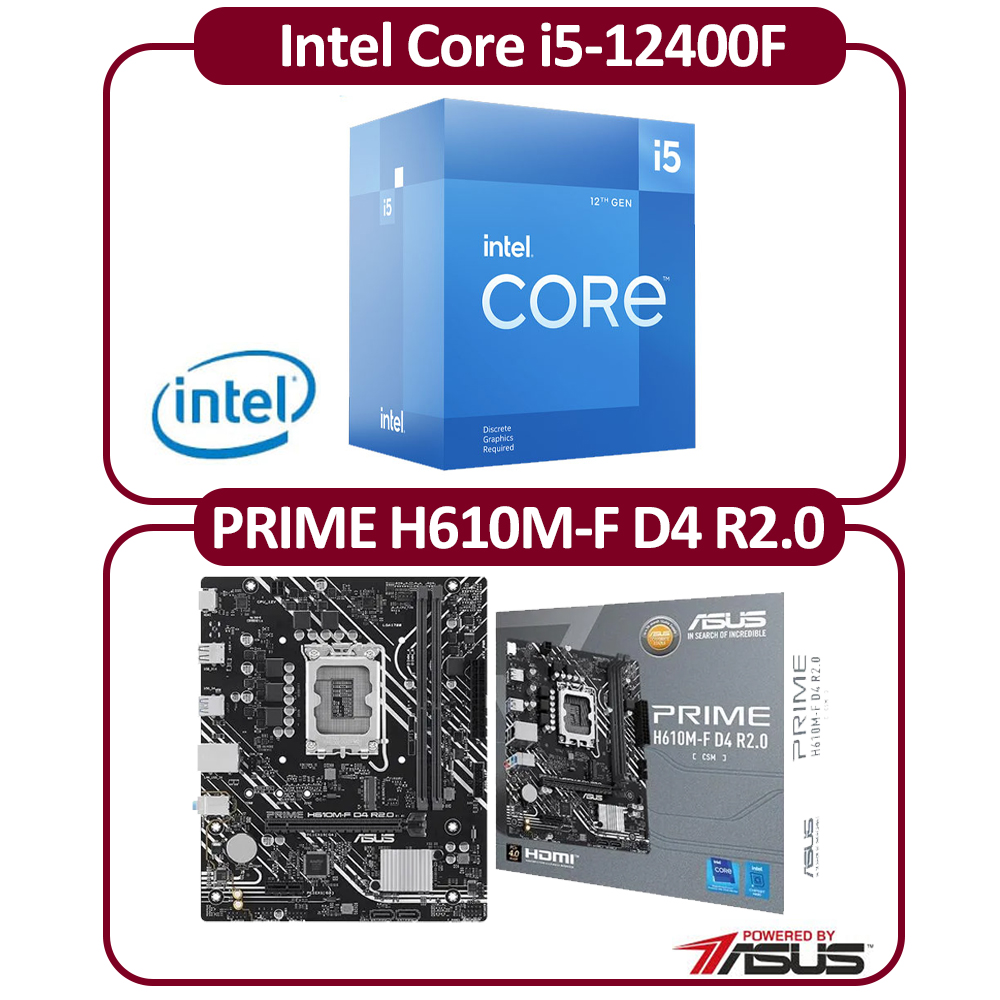 Intel 英特爾Intel 14代I5-14400F 十核CPU+華碩H610M-F D4 R2.0-CSM