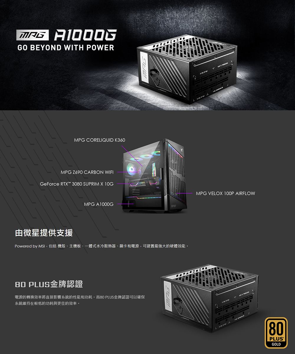 MSI MPG A1000G 電源供應器- PChome 24h購物