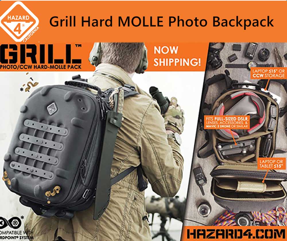 美國HAZARD 4 Grill Hard MOLLE Photo Backpack 硬殼雙肩後背包-黑色(公司貨) BKP-GRL-BLK -  PChome 24h購物